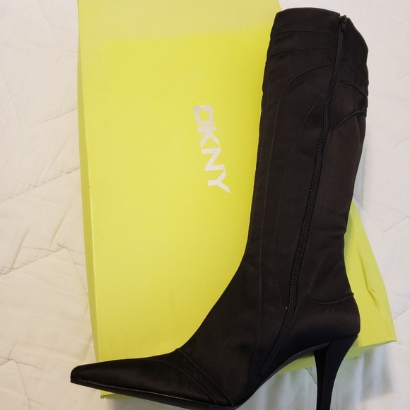 DKNY Black Satin Knee High Boot - Picture 7 of 7